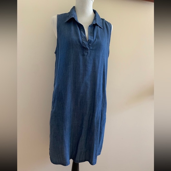 Dresses & Skirts - WYATT COLLECTION Womens Ladies Denim Blue Hi-Low Pockets Sheath Tunic Dress Sz L